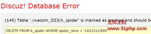 訪問Discuz論壇數(shù)據(jù)庫(kù)報(bào)錯(cuò)提示“k_spide”解決方案
